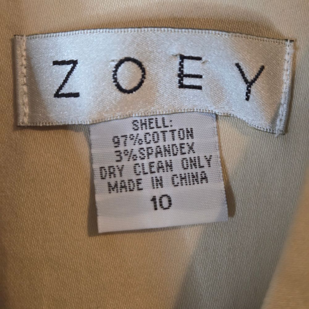 Y2K Grommet Jacket Cream Utility Military Style Cotton Stretch Minimalist Sz 10 - Picture 7 of 10